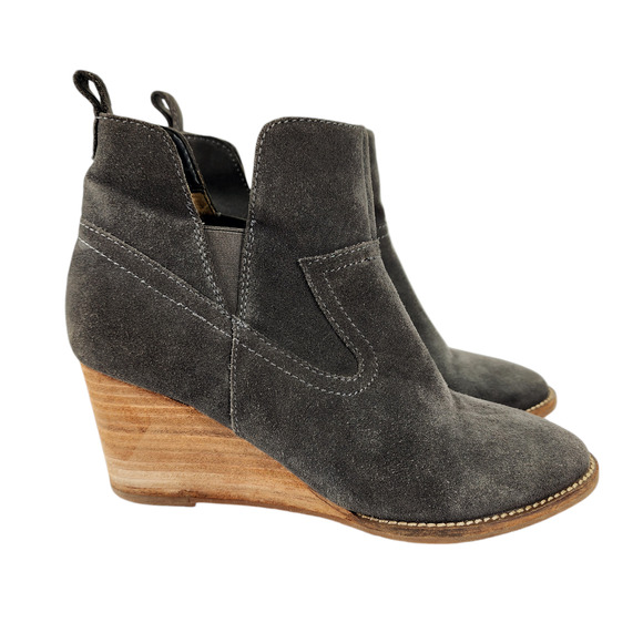 Blondo Wedge Bootie 7M Womens Irving Chelsea Waterproof Gray Suede Leather READ - Picture 2 of 12